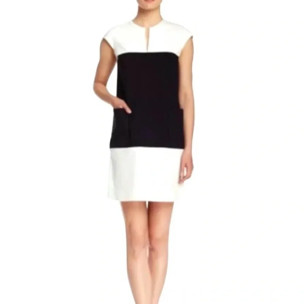 Kate Spade New Hana Colorblock Shift Dress Pockets 2 Black White